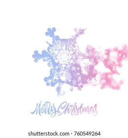 Christmas snowflake with double exposure effect adding falling winter snow. Great for holiday greeting card or invitation