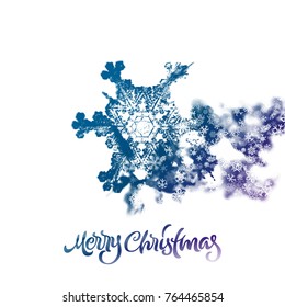Christmas snowflake with double exposure effect adding falling winter snow. Great for holiday greeting card or invitation