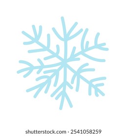 Navidades copo de nieve en diseño plano. Cristal de invierno azul, adorno de hielo. Ilustración vectorial aislada.