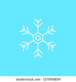 Christmas snowflake flat icon on blue background