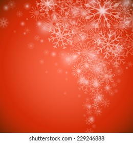 Christmas snowflake flow red vector background with copy space.