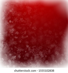 Christmas snowflake frame on red background remplate. Falling snow decoration. EPS 10