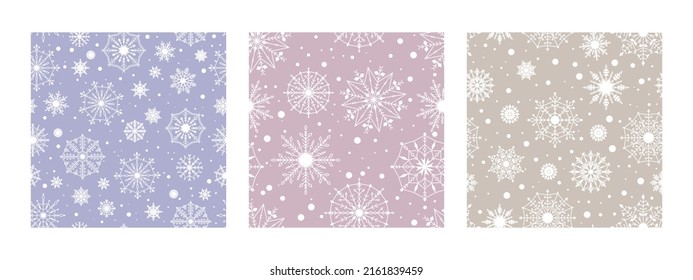 Fantasmas de nieve escarpados de Navidad patrones sin costura, copos de nieve Navidad decoración interminable. Decoración cristalina helada en invierno ilustraciones de fondo vectorial impecables. Fondo de decoración de navidad