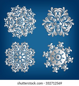 Christmas snowflake icon set, template elements for banner, card, 
abstract background collection,
