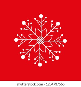Christmas snowflake isolated on red background. eps 10
