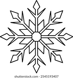 Ilustración vectorial de arte de la línea de copo de nieve de Navidades 