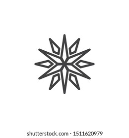 Christmas snowflake line icon. linear style sign for mobile concept and web design. Ornate snowflake outline vector icon. Symbol, logo illustration. Vector graphics