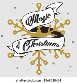 Christmas Snowflake - Merry Christmas- Vector Art, Banner, Poster, Greeting Card