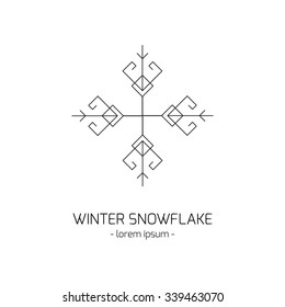 Christmas snowflake minimalistic logo template. Vector isolated line icon