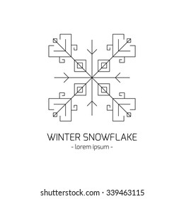 Christmas snowflake minimalistic logo template. Vector isolated line icon