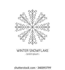 Christmas snowflake minimalistic logo template. Vector isolated line icon