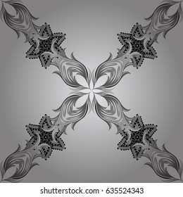 Christmas, snowflake, new year. Dim seamless pattern on gray background with dim elements. Seamless vintage pattern on gray background with dimen elements.