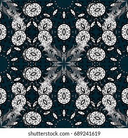 Christmas, snowflake, new year. Vector illustration. Vintage pattern on blue background with white elements.