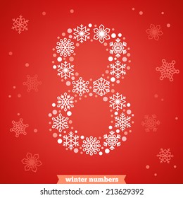 Christmas snowflake numbers. Number eight