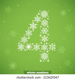 Christmas snowflake numbers. Number four