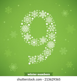 Christmas snowflake numbers. Number nine