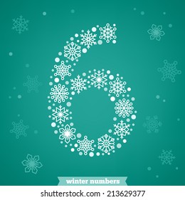 Christmas snowflake numbers. Number six