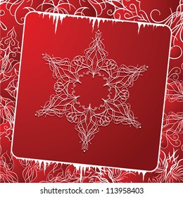 Christmas snowflake on a red background