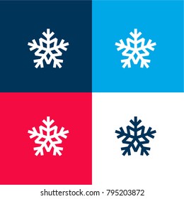Christmas snowflake ornament four color material and minimal icon logo set in red and blue