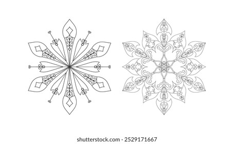 Christmas snowflake ornament mandala illustration.