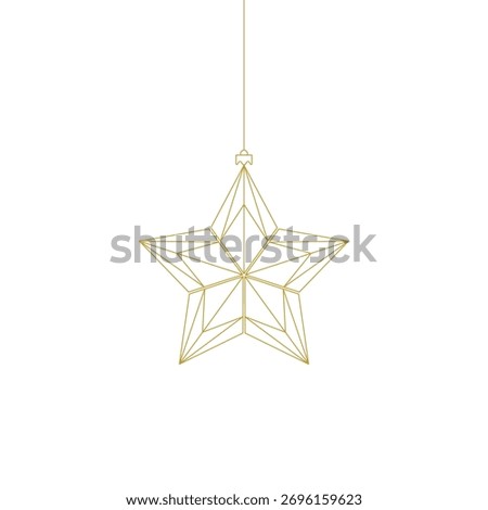 Christmas snowflake ornament vector icon gold, geometric hanging bauble design.