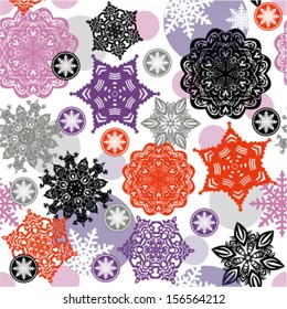 Christmas snowflake pattern. Seamless set. Xmas texture.