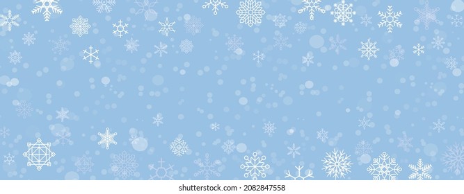 Christmas snowflake seamless pattern ice on blue background.