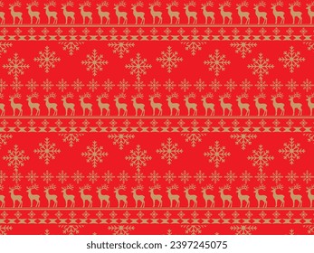 Christmas Snowflake Seamless Pattern red background vector illustration