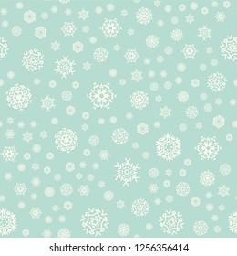 Christmas snowflake seamless pattern for winter holidays ornaments with scattered snow in natural harmony