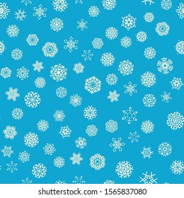 Christmas snowflake seamless pattern for winter holidays ornaments with scattered snow in natural harmony