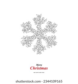 Christmas Snowflake Shape Made of Benzene Methyl Group Molecule Formula Icons, Xmas Snow Silhouette of Aromatic Hydrocarbon Chemistry Skeletal Formula Symbols, Greeting Card