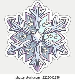 Christmas snowflake sticker, xmas snowflake. Multicolor