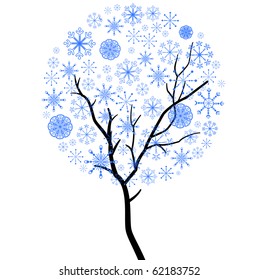 Christmas snowflake tree isolated on white background