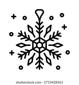 Christmas Snowflake Vector Illustration, Line Style Icon.