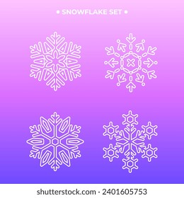 Ilustración vectorial de copo de nieve de Navidad. Diseños simples y minimalistas de copos de nieve
