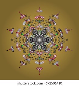 Christmas Snowflakes Background. Cute Pattern. Pattern of snowflakes. Vector christmas abstract colorful background with cute snowflake. Vector illustration.