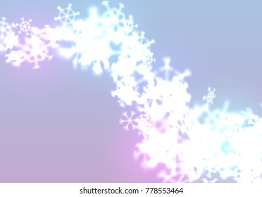 Christmas snowflakes background with falling and swirling winter snow made of blurred shiny snowflakes. Beautiful seasonal ornament for invitation, xmas card or holiday poster