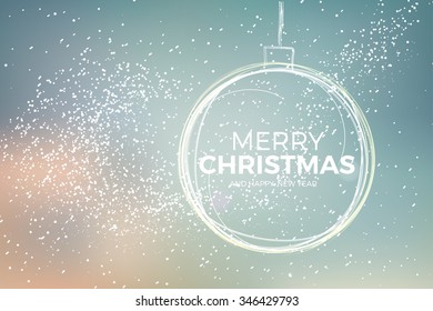 Christmas snowflakes background with round ball on blur background. Vector eps10.