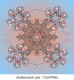 Christmas Snowflakes Background. Vector christmas abstract colorful background with cute snowflake. Pattern of snowflakes. Vector illustration. Cute Pattern.