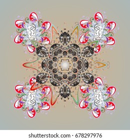 Christmas Snowflakes Background. Vector illustration. Vector christmas abstract colorful background with cute snowflake. Pattern of snowflakes. Cute Pattern.