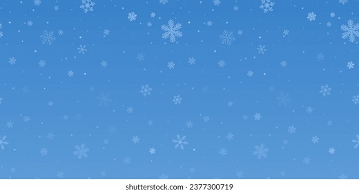 El fondo de los copos de nieve de Navidad. La textura navideña de copos de nieve sin fisuras vectoriales. Fondo de nevada azul.