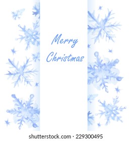 Christmas snowflakes background. Watercolor winter design. Hand draw vector card. 