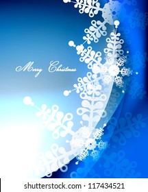 Christmas snowflakes background, wave pattern and snow. Vector eps10 abstract illustration