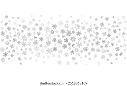 Christmas snowflakes background. Winter silver snow falling decoration, greeting card. Noel subtle vector illustration	
