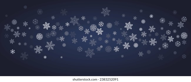 Christmas snowflakes background. Winter snow falling minimal decoration, greeting card. Noel subtle backdrop. Vector illustration