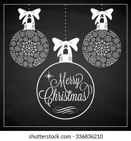 Christmas Snowflakes Balls Chalkboard Composition