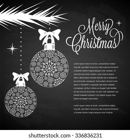 Christmas Snowflakes Balls Chalkboard Composition