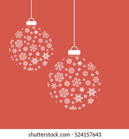 Christmas snowflakes and balls. Vector illustration.