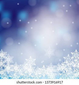  Christmas snowflakes blue background.