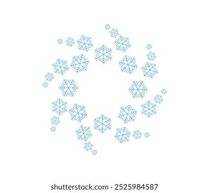 Christmas snowflakes blue line icon. Wreath of snowflakes. Snowflake decoration . Holiday christmas decoration.